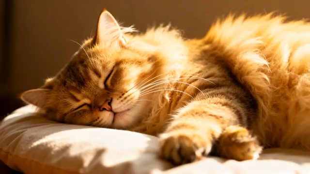 橘猫在垫子上睡觉311#横屏 