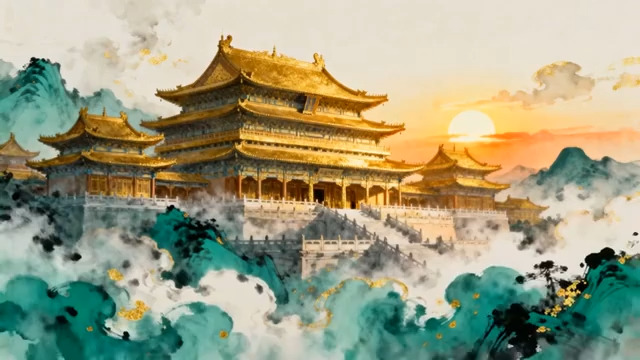  古风山水宫殿场景533#横屏 	 