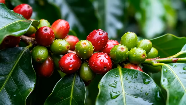 咖啡树果实微距特写557#横屏 