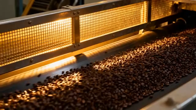 咖啡豆传送带特写4314#横屏 