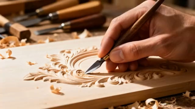  工匠手工木雕操作画面1924#横屏 	 