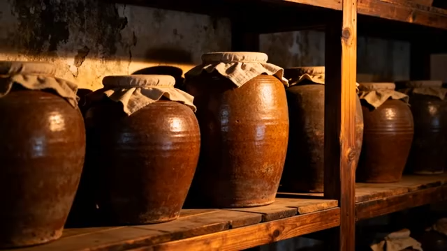 酒窖内坛装白酒存放场景3411#横屏 