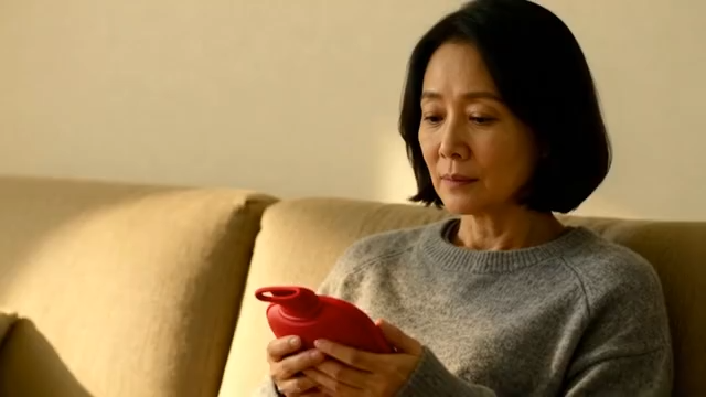 居家女性手持红色物件坐沙发5182#横屏 