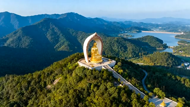 九江东林大佛航拍全景741#横屏 