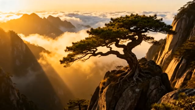 黄山日出云海迎客松景观2388#横屏 