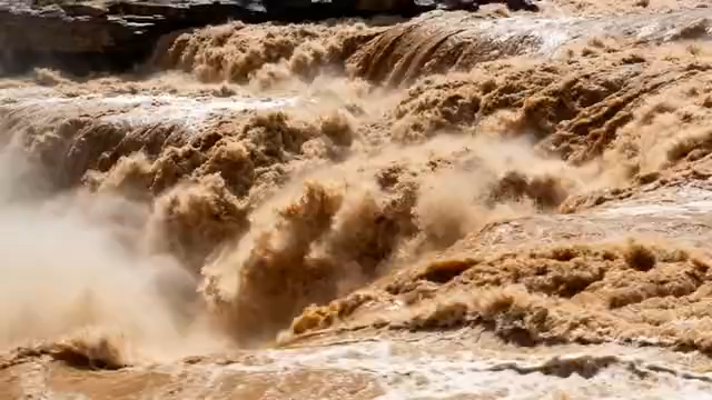 黄河瀑布水流湍急景象4458#横屏 