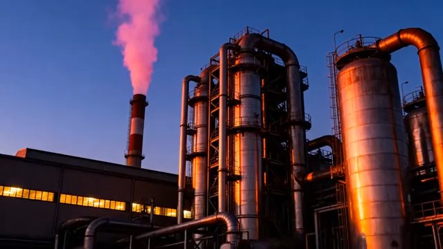 黄昏下的化工厂设施4731#横屏 