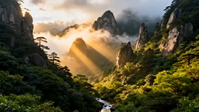 黄山山峦云海自然风光662#横屏 