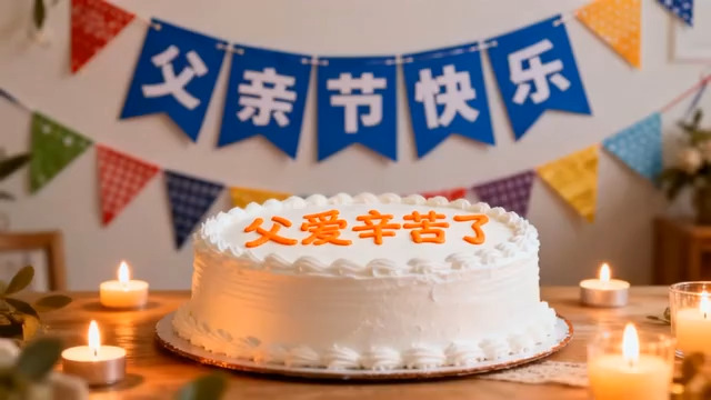  父亲节蛋糕庆祝场景1144#横屏 	 