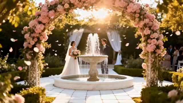 花园中新人婚礼场景4152#横屏 