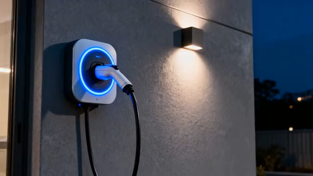 户外墙面上的新能源汽车充电桩4438#横屏 