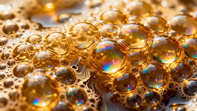 金色气泡微距特写3943#横屏 
