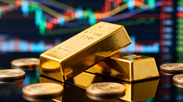 金块硬币与金融图表背景3169#横屏 