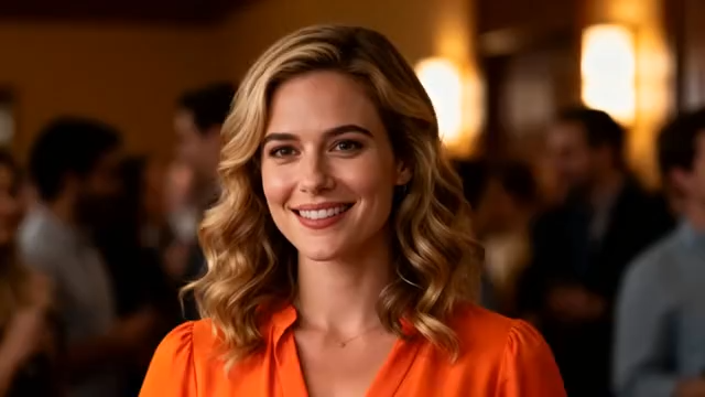 金发女子微笑近景2384#横屏 