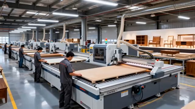  工厂工人操作木工机械设备449#横屏 	 