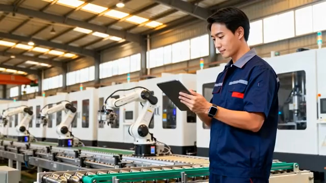  工厂工人操作平板监控生产线917#横屏 	 - 