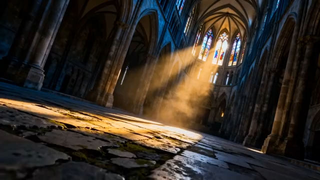 教堂内光线洒落地面场景4283#横屏 