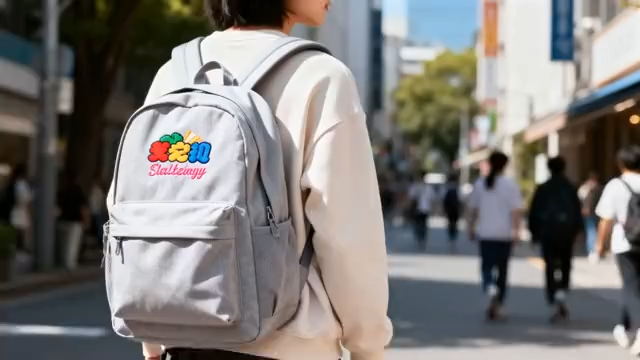 街道上背背包行走的年轻人4685#横屏 