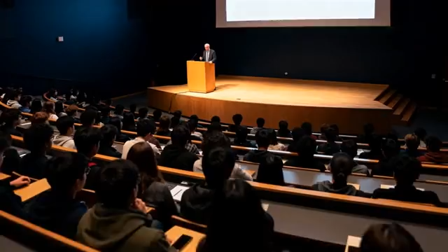 讲台上演讲者对台下听众演讲2425#横屏 