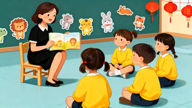 教师给儿童讲绘本画面2211#横屏 