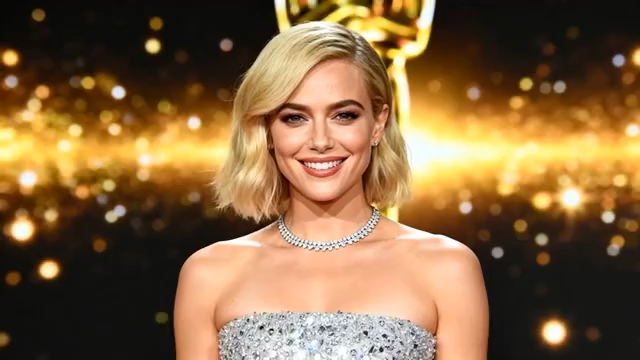 金发美女戴项链微笑特写2823#横屏 