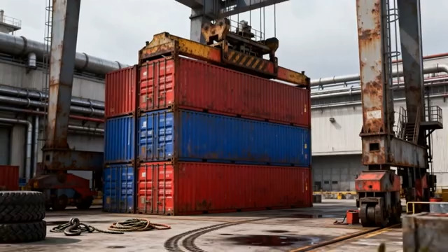  港口集装箱吊运场景2094#横屏 	 