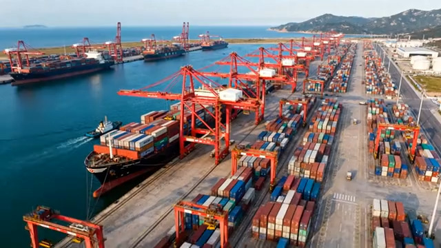  港口集装箱码头俯瞰素材1621#横屏 	 