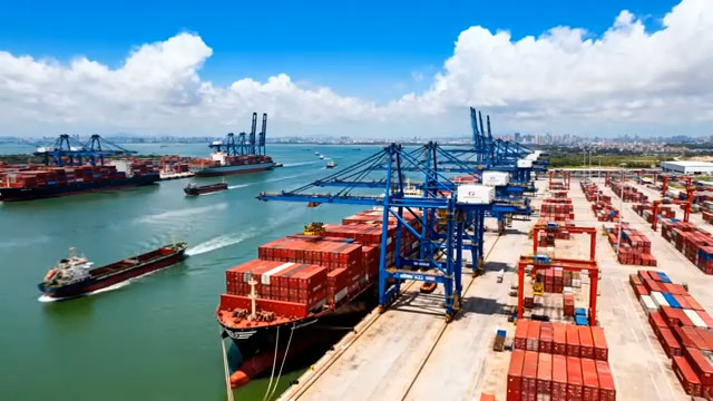  港口集装箱码头海运场景1370#横屏 	 