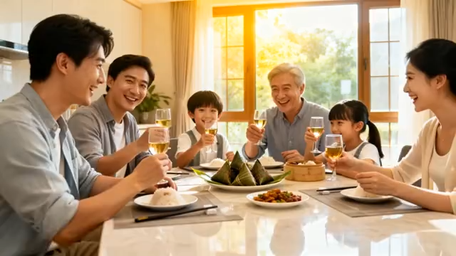 家庭聚餐家人举杯场景2551#横屏 