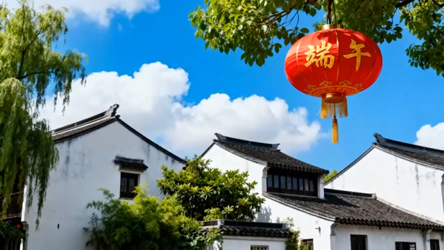 江南古镇端午红灯笼景观3114#横屏 