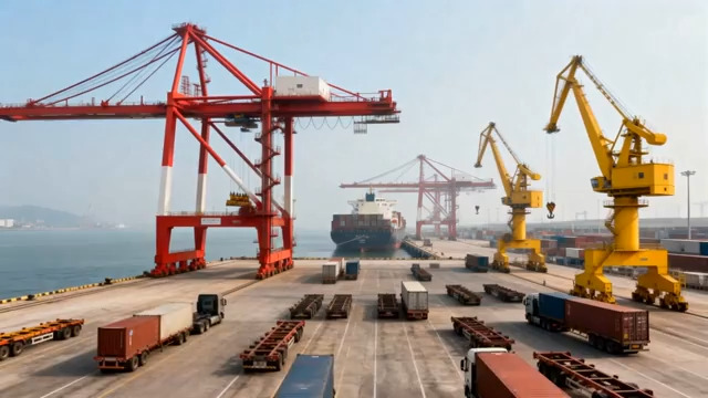  港口集装箱码头物流场景1154#横屏 	 