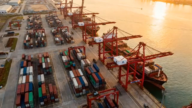  港口集装箱货轮航拍画面675#横屏 	 - 