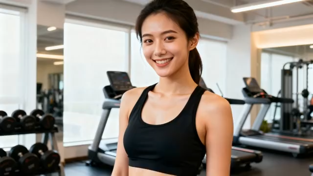 健身房内健身女性特写4968#横屏 