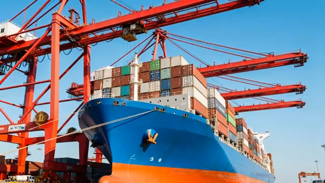  港口集装箱货轮装卸场景611#横屏 	 