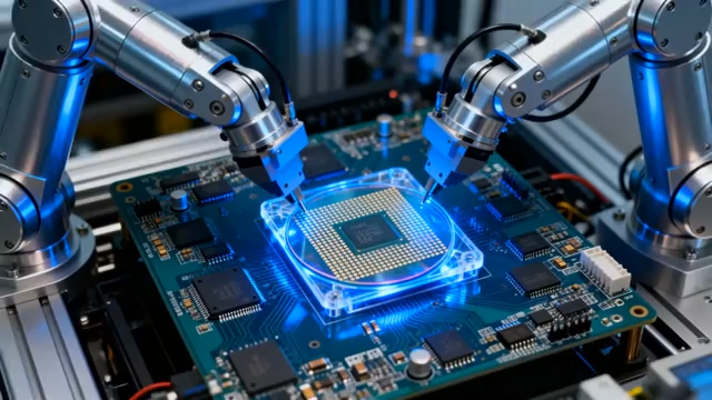 机械臂操作芯片电路板428#横屏 