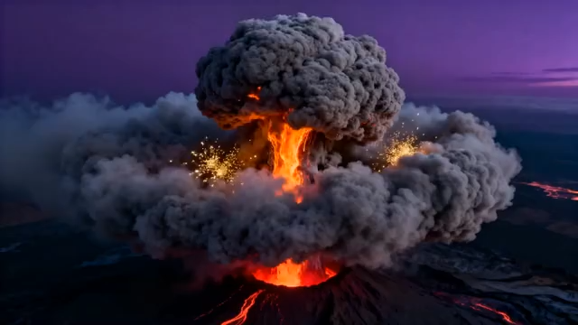 火山爆发震撼场景素材4096#横屏 