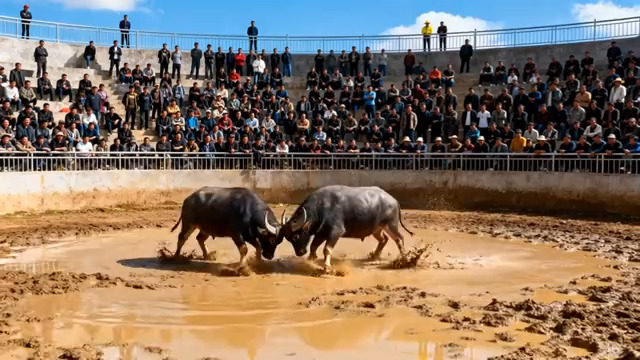  斗牛现场观众围观斗牛2221#横屏 	 