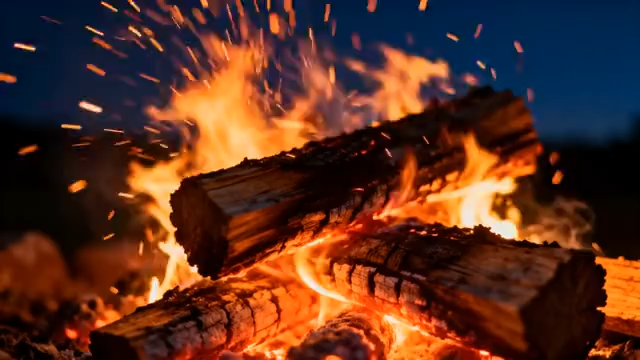 户外篝火燃烧特写素材1639#横屏 