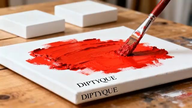 画笔在画板上涂抹红色颜料2948#横屏 