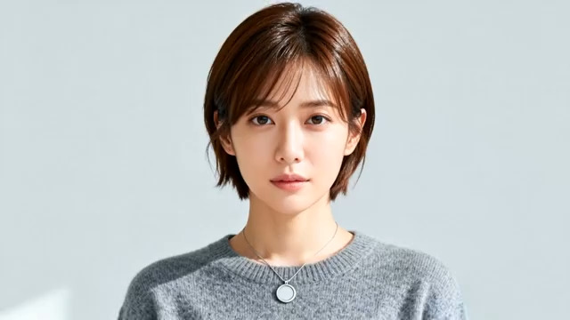  短发女性半身特写2874#横屏 	 