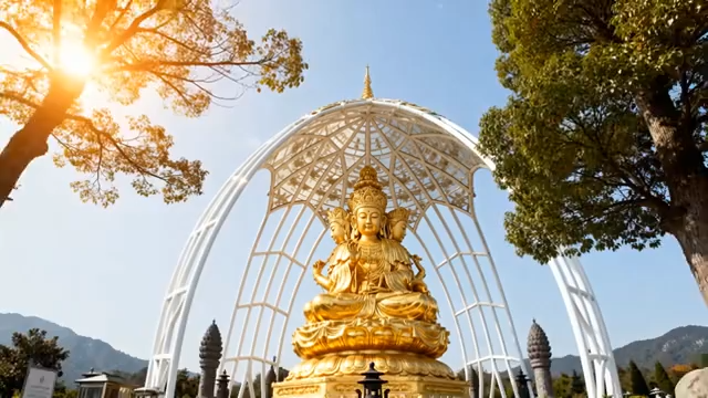 户外金色观音佛像景观914#横屏 