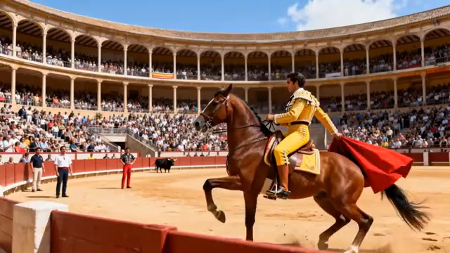  斗牛场中骑马的斗牛士549#横屏 	 - 