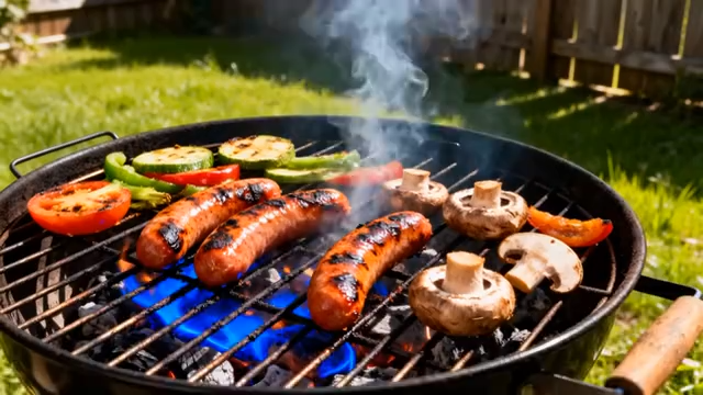 户外烤架烤制多样食材3423#横屏 