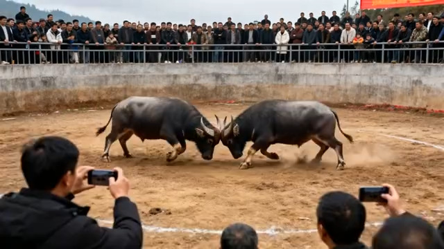  斗牛比赛现场人群围观画面2040#横屏 	 