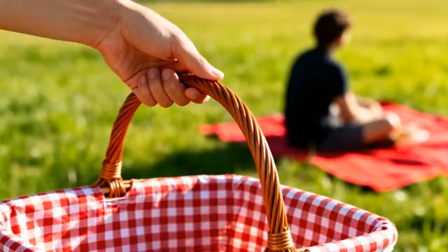 户外草地野餐提篮画面5461#横屏 