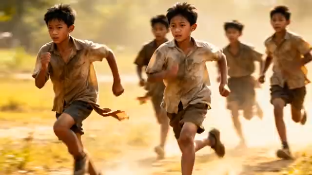 户外奔跑的男孩们1180#横屏 