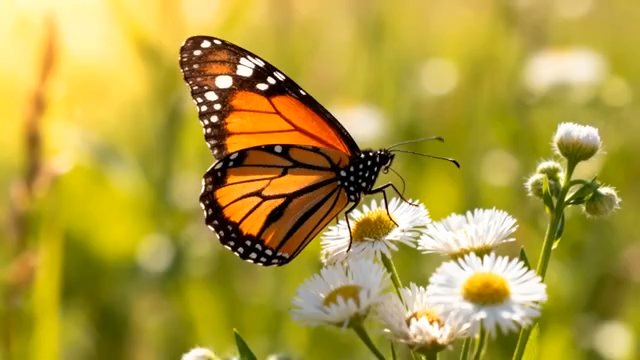 蝴蝶停留在花朵上的自然景象1183#横屏 