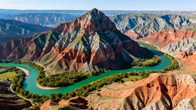  丹霞地貌河流自然风光2017#横屏 	 