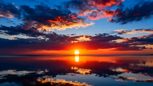 湖面日落天空美景1136#横屏 