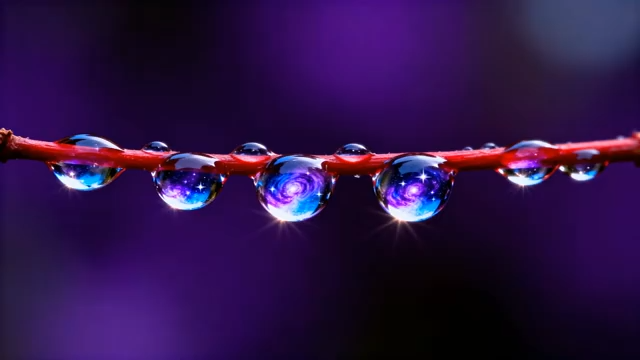 红枝上晶莹水滴特写724#横屏 